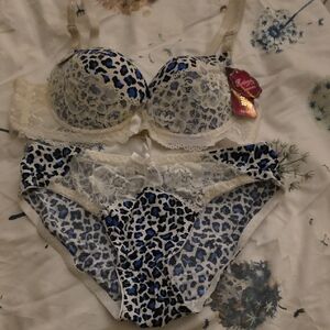 Leopard Print Lace Bra Set